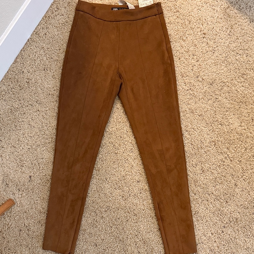 Suede trousers - Zara size S stretchy and comfy for office or night out